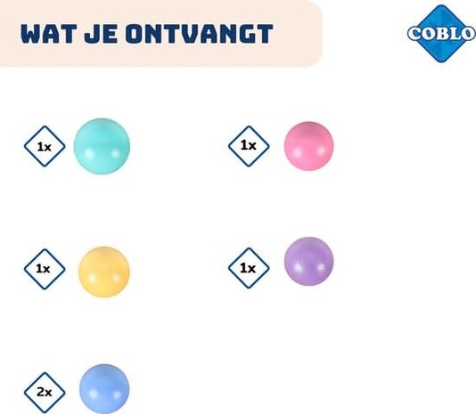 Coblo Coblo | Knikkerbaan Ballen | Pastel | 6 Stuks