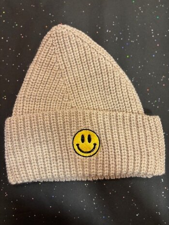 Atelier Pomme Atelier Pomme |  ROCK THAT BEANIE BEIGE | SMILEY 1-3Y