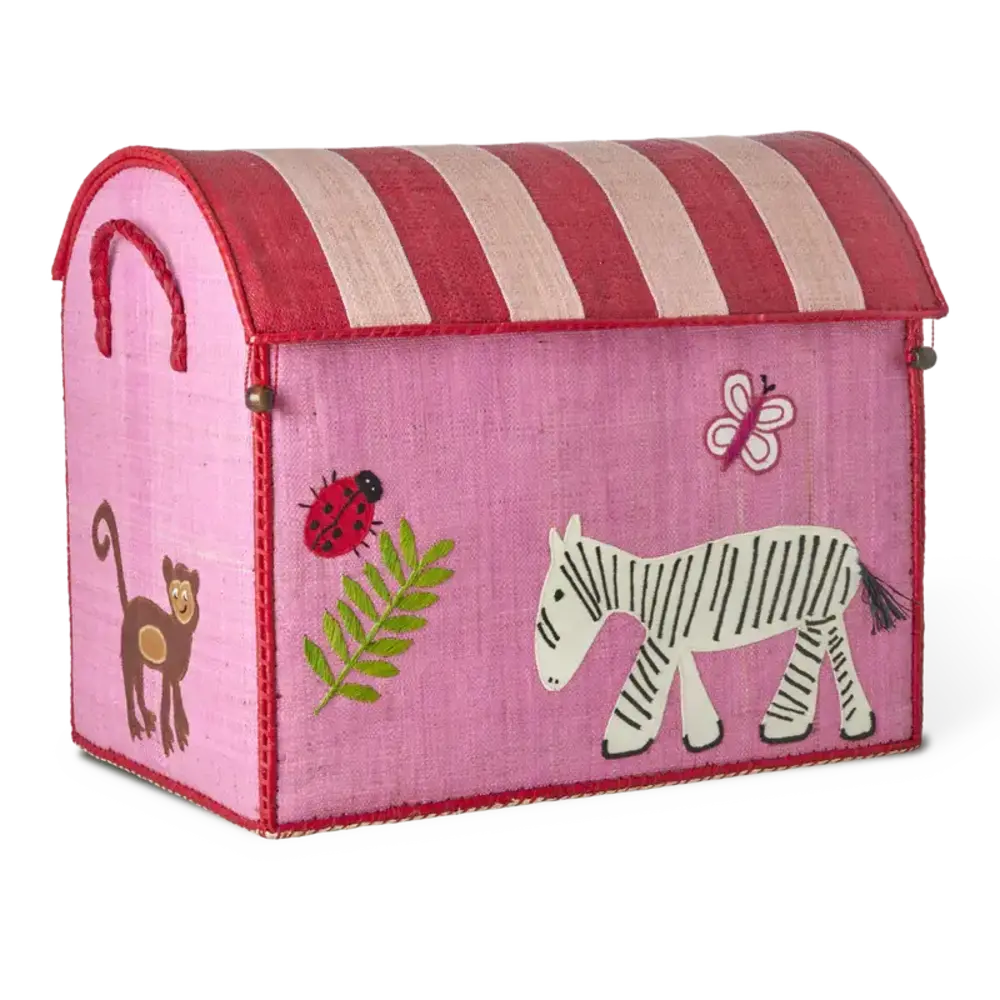 Rice Everyday Magic Rice | Raffia Basket Wildlife groot | Pink