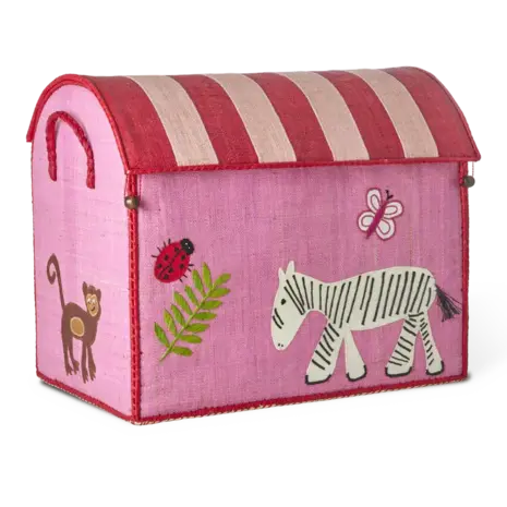Rice Everyday Magic Rice | Raffia Basket Wildlife groot | Pink