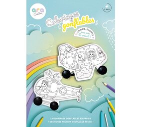 Ara creative Ara Creative | Opblaasbare kleurplaten Helicopter & Vliegtuig met wielen