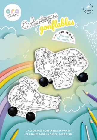 Ara creative Ara Creative | Opblaasbare kleurplaten Helicopter & Vliegtuig met wielen Ara creative Ara Creative | Opblaasbare kleurplaten Helicopter & Vliegtuig met wielen