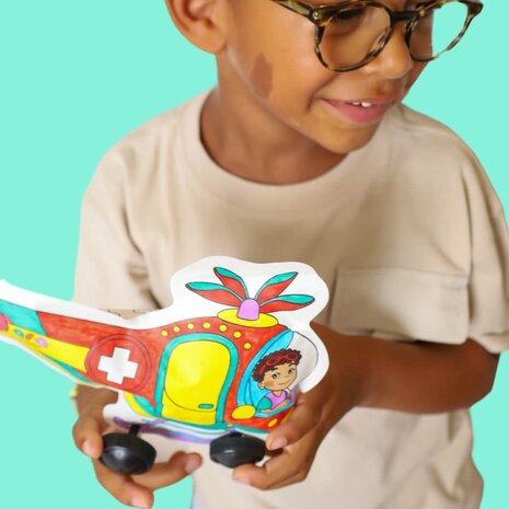 Ara creative Ara Creative | Opblaasbare kleurplaten Helicopter & Vliegtuig met wielen Ara creative Ara Creative | Opblaasbare kleurplaten Helicopter & Vliegtuig met wielen