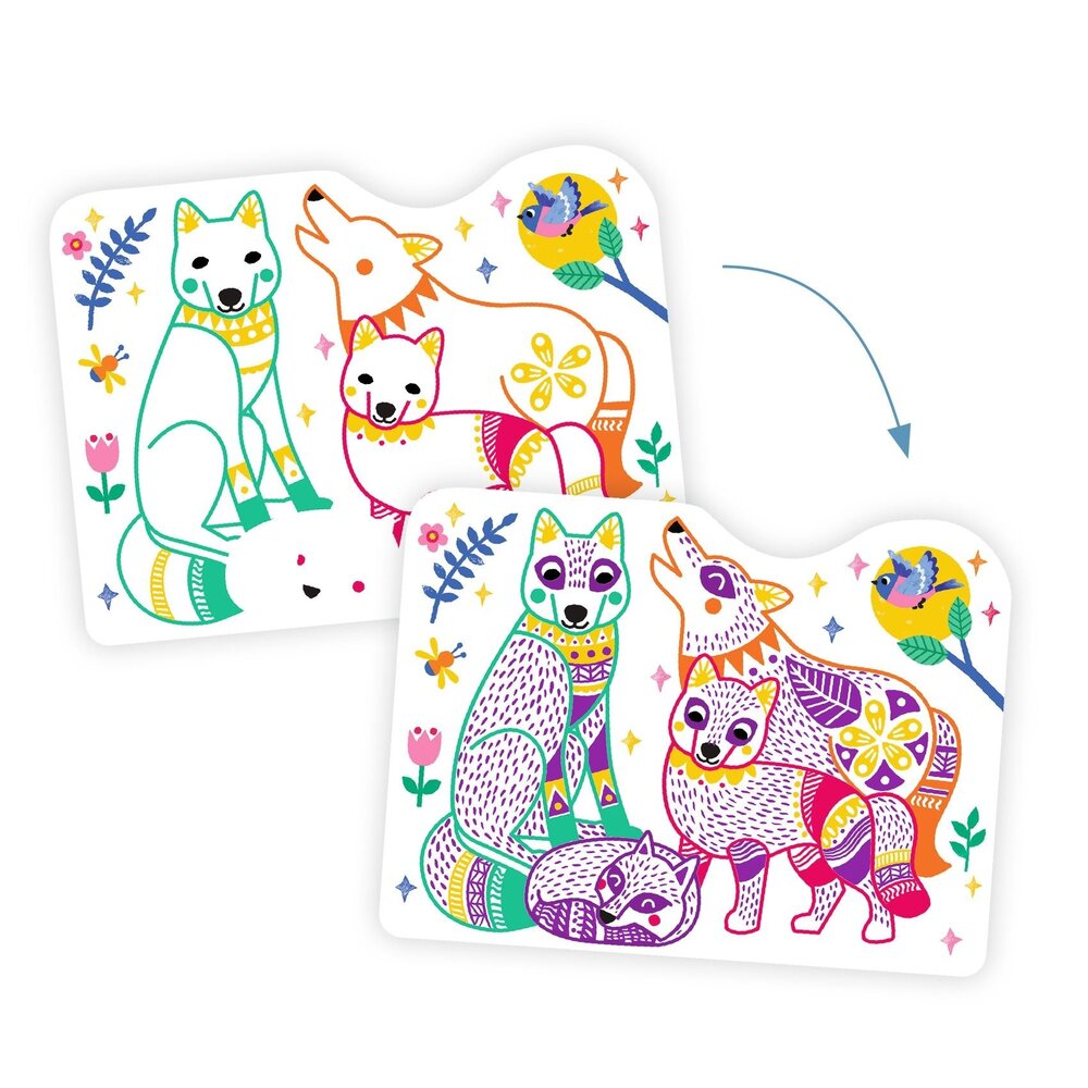 Djeco Djeco | Magische kleurplaten met potlood | Bos families Djeco Djeco | Magische kleurplaten met potlood | Bos families