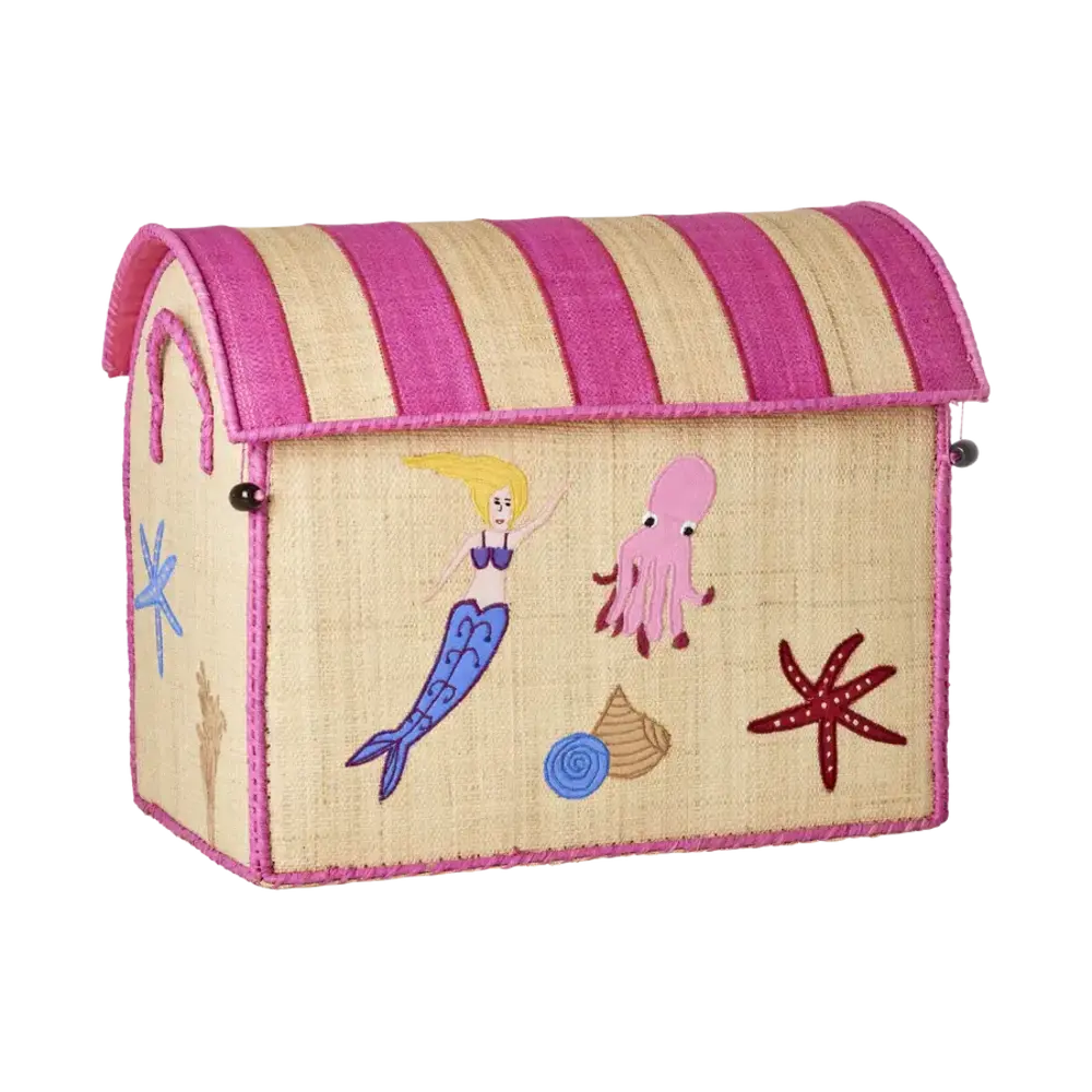 Rice Everyday Magic Rice | Middelgroot Raffia Opberghuis | Meerkleurig | Mermaid Theme Rice Everyday Magic Rice | Middelgroot Raffia Opberghuis | Meerkleurig | Mermaid Theme