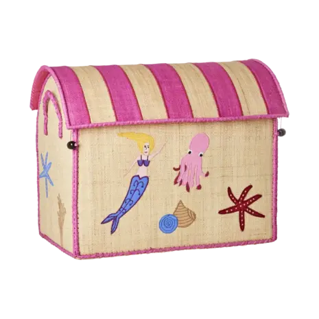 Rice Everyday Magic Rice | Middelgroot Raffia Opberghuis | Meerkleurig | Mermaid Theme Rice Everyday Magic Rice | Middelgroot Raffia Opberghuis | Meerkleurig | Mermaid Theme