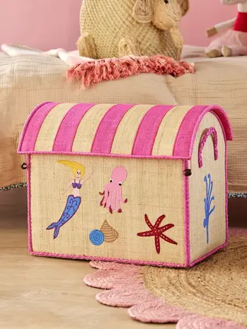 Rice Everyday Magic Rice | Middelgroot Raffia Opberghuis | Meerkleurig | Mermaid Theme Rice Everyday Magic Rice | Middelgroot Raffia Opberghuis | Meerkleurig | Mermaid Theme