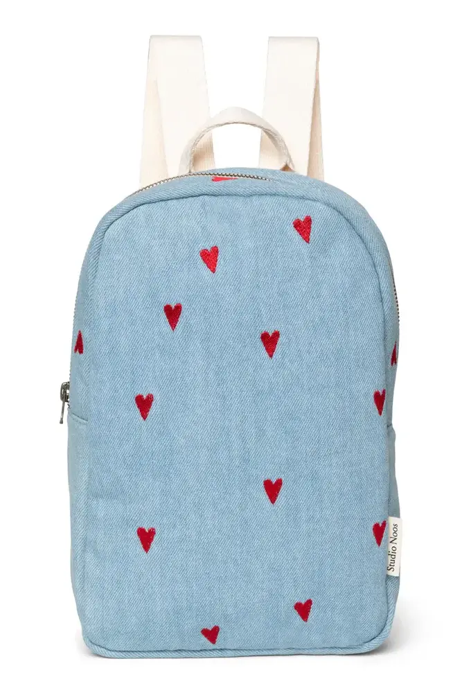 Studio Noos Studio Noos | Denim Hearts Mini Backpack