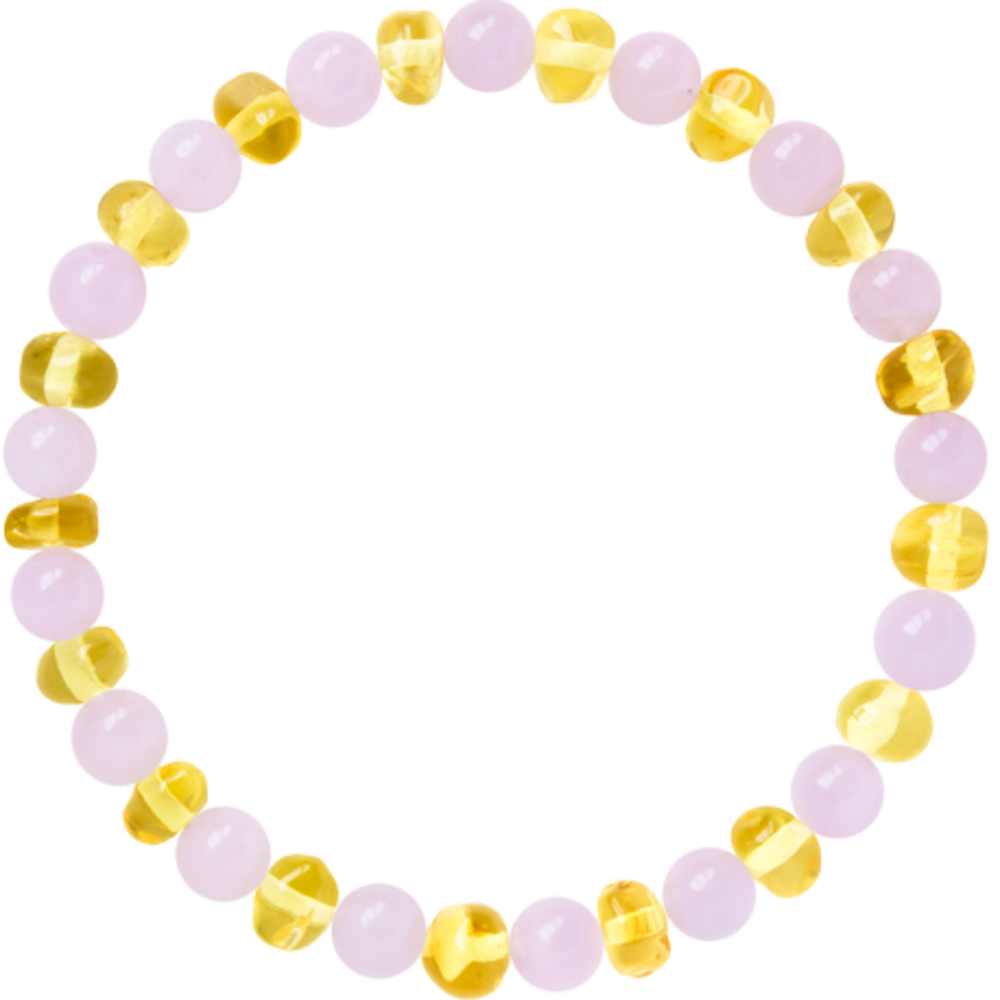 Barnsteen Barnsteen | Armband |  Glimmend | Baroque Lemon Rose Quartz | 19 cm