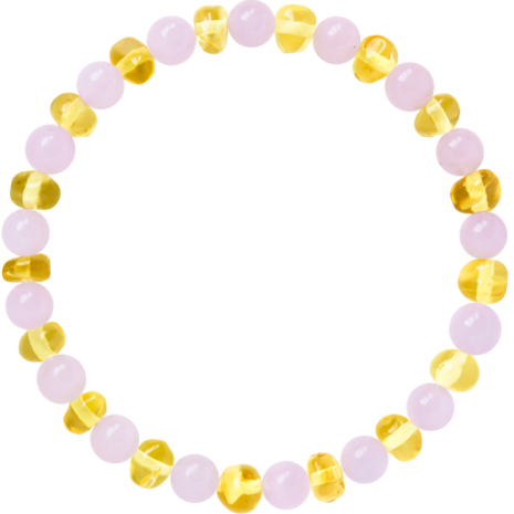 Barnsteen Barnsteen | Armband |  Glimmend | Baroque Lemon Rose Quartz | 19 cm