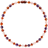 Barnsteen Barnsteen | Ketting | Glimmend | Baroque Cognac/Rose Quartz/Amethyst | 32 cm Barnsteen Barnsteen | Ketting | Glimmend | Baroque Cognac/Rose Quartz/Amethyst | 32 cm
