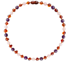 Barnsteen Barnsteen | Ketting | Glimmend | Baroque Cognac/Rose Quartz/Amethyst | 32 cm Barnsteen Barnsteen | Ketting | Glimmend | Baroque Cognac/Rose Quartz/Amethyst | 32 cm