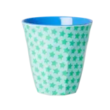 Rice Everyday Magic Rice | Melamine cup Green and Turquoise Star Print | Medium 250ml Rice Everyday Magic Rice | Melamine cup Green and Turquoise Star Print | Medium 250ml