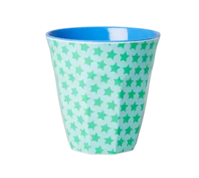 Rice Everyday Magic Rice | Melamine cup Green and Turquoise Star Print | Medium 250ml Rice Everyday Magic Rice | Melamine cup Green and Turquoise Star Print | Medium 250ml