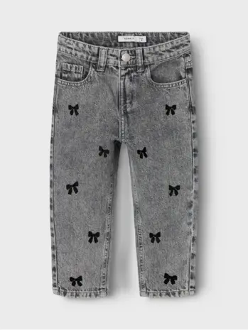 Name it Name it | NMFBELLA MOM EMB JEANS 3285-BE NOOS | Medium Grey Denim BLACK BOW EMB