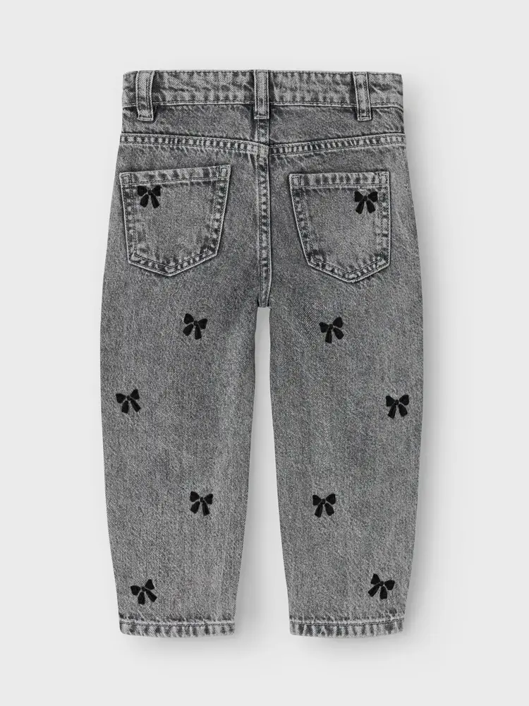 Name it Name it | NMFBELLA MOM EMB JEANS 3285-BE NOOS | Medium Grey Denim BLACK BOW EMB