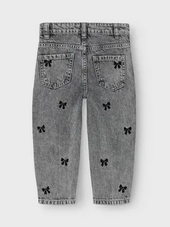 Name it Name it | NMFBELLA MOM EMB JEANS 3285-BE NOOS | Medium Grey Denim BLACK BOW EMB