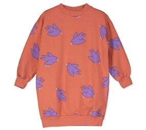 Lötiekids Lötiekids | Birds Long Sweatdress | Clay Lötiekids Lötiekids | Birds Long Sweatdress | Clay
