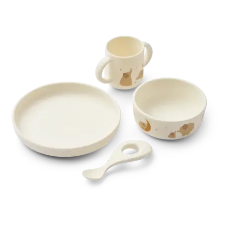 Liewood Liewood | Vivi printed tableware set | Elephant / Creme de la creme Liewood Liewood | Vivi printed tableware set | Elephant / Creme de la creme
