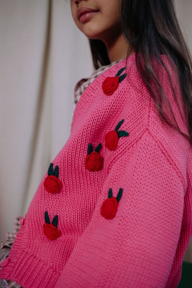 Daily Brat Daily Brat | Rosie Flower Knitted Cardigan Sweet Pink Daily Brat Daily Brat | Rosie Flower Knitted Cardigan Sweet Pink