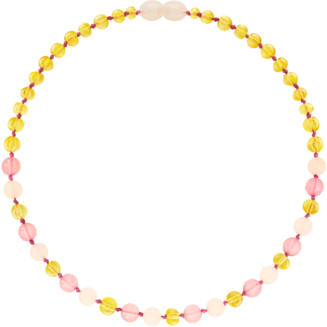 Barnsteen Barnsteen | Ketting | Glimmend | Baroque Lemon/Rose Quartz/Pink Jade | 32 cm Barnsteen Barnsteen | Ketting | Glimmend | Baroque Lemon/Rose Quartz/Pink Jade | 32 cm