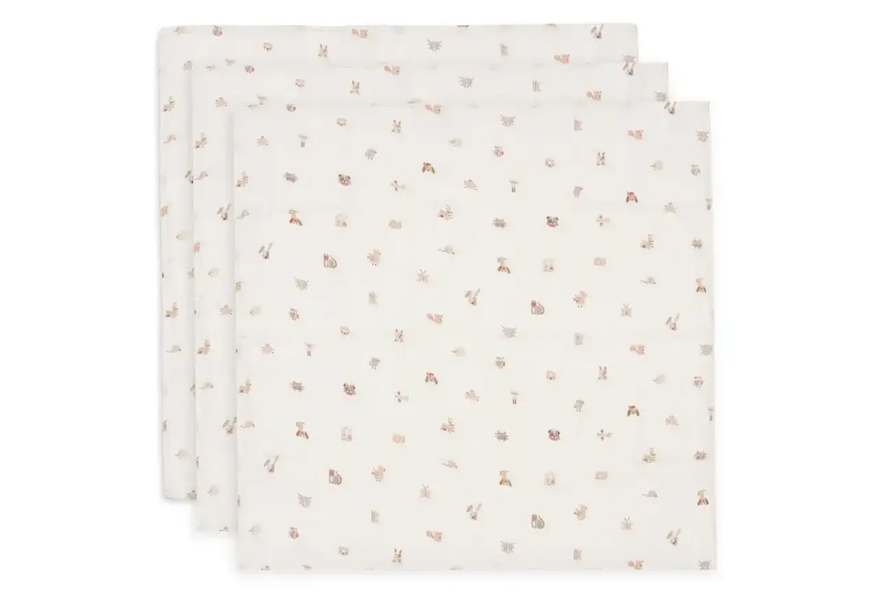 Jollein Jollein | Hydrofiele Doek Small 70x70cm | Animal Friends | 3 Stuks