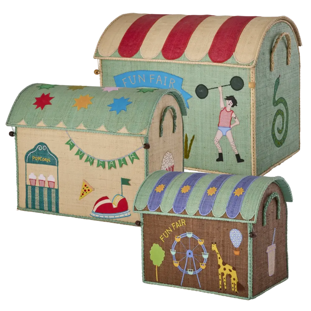 Rice Everyday Magic Rice | Middelgroot Raffia Opberghuis | Blauw | Fun Fair