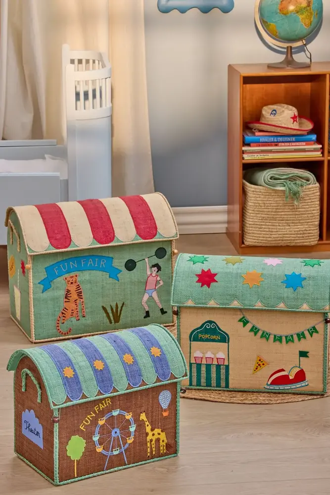 Rice Everyday Magic Rice | Middelgroot Raffia Opberghuis | Blauw | Fun Fair