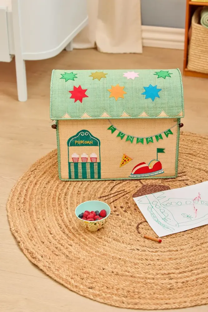 Rice Everyday Magic Rice | Middelgroot Raffia Opberghuis | Blauw | Fun Fair