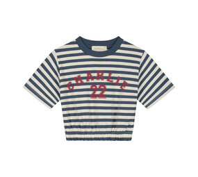 Charlie Petite Charlie Petite | Nicky T-shirt | Stripes Denim Blue/Ecru Charlie Petite Charlie Petite | Nicky T-shirt | Stripes Denim Blue/Ecru