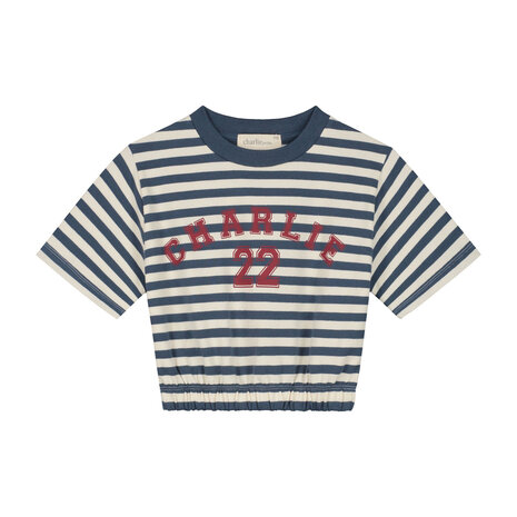Charlie Petite Charlie Petite | Nicky T-shirt | Stripes Denim Blue/Ecru