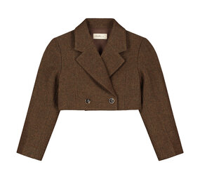 Charlie Petite Charlie Petite | Nora Cropped Blazer | Brown Melange Charlie Petite Charlie Petite | Nora Cropped Blazer | Brown Melange