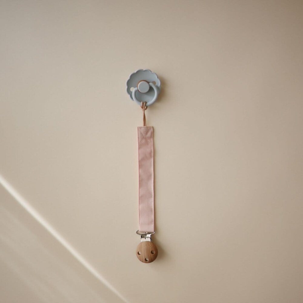 Mushie Mushie | Linen Pacifier Clip 2-Pack | Blush/Cream