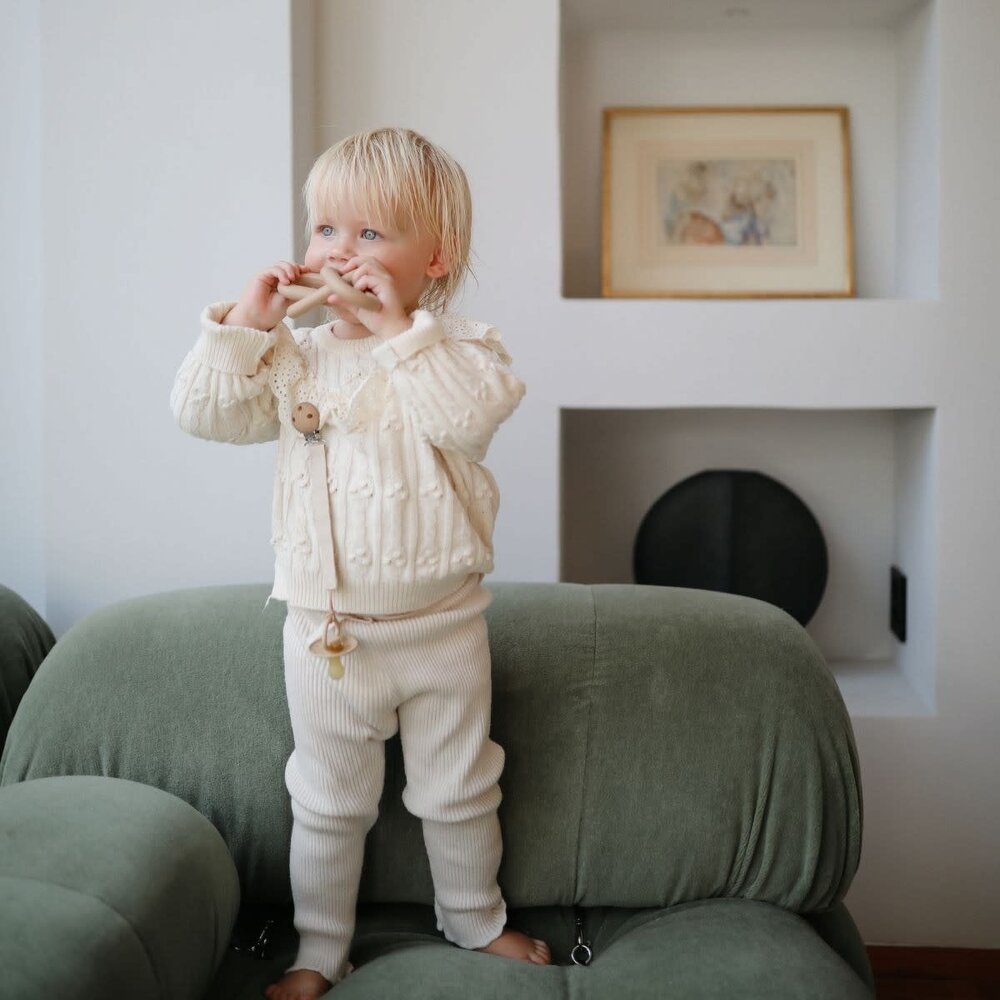 Mushie Mushie | Linen Pacifier Clip 2-Pack | Blush/Cream