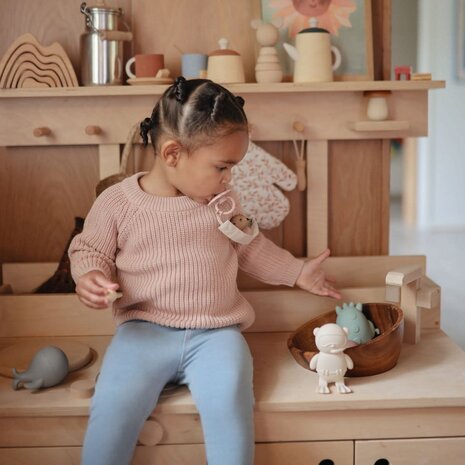 Mushie Mushie | Linen Pacifier Clip 2-Pack | Blush/Cream