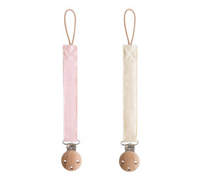 Mushie Mushie | Linen Pacifier Clip 2-Pack | Blush/Cream Mushie Mushie | Linen Pacifier Clip 2-Pack | Blush/Cream