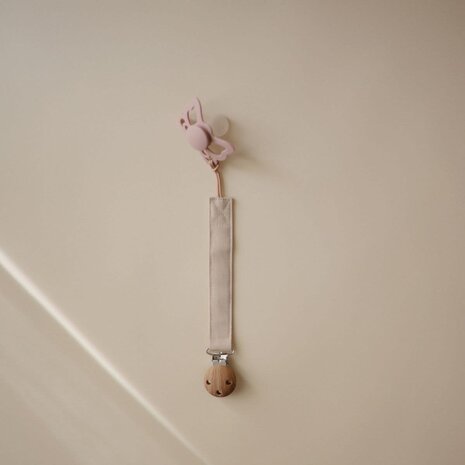 Mushie Mushie | Linen Pacifier Clip 2-Pack | Olive/Shifting Sand