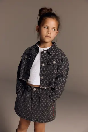 ALIX The Label ALIX The Label | Kids Woven Bull Cropped Denim Jacket | Dark Grey