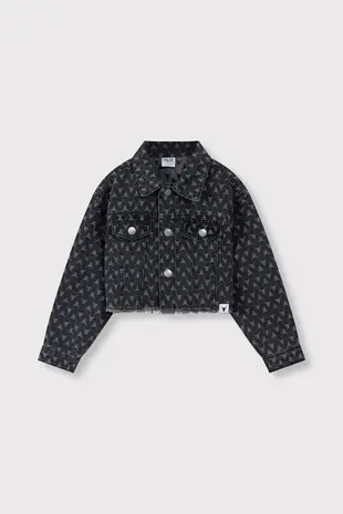 ALIX The Label ALIX The Label | Kids Woven Bull Cropped Denim Jacket | Dark Grey