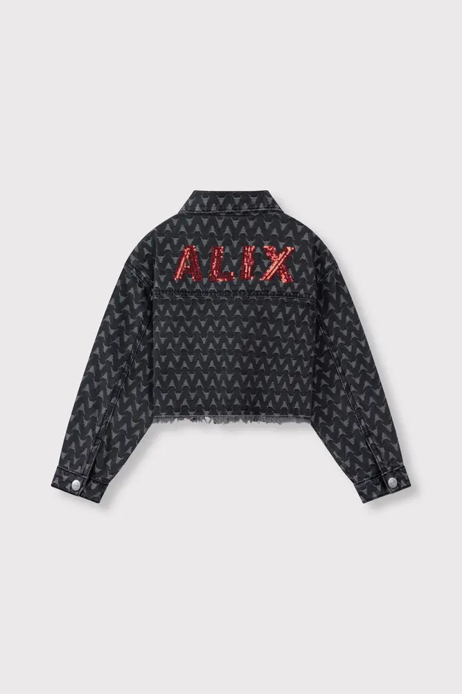 ALIX The Label ALIX The Label | Kids Woven Bull Cropped Denim Jacket | Dark Grey