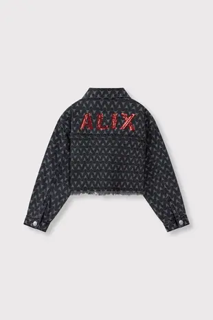 ALIX The Label ALIX The Label | Kids Woven Bull Cropped Denim Jacket | Dark Grey