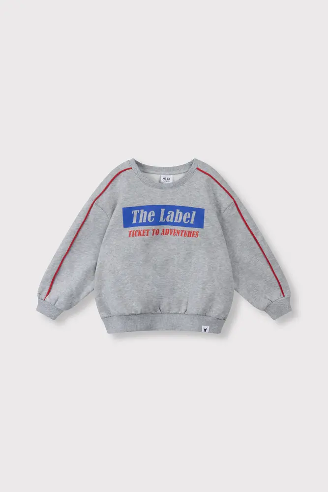 ALIX The Label ALIX The Label | Kids Knitted Text Print Sweater | Soft Grey Melange