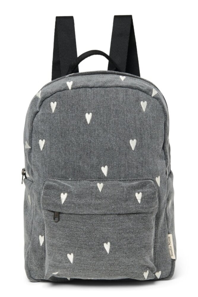 Studio Noos Studio Noos | Denim midi backpack | Grey hearts