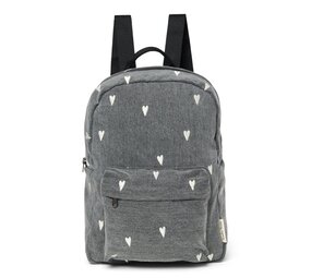 Studio Noos Studio Noos | Denim midi backpack | Grey hearts Studio Noos Studio Noos | Denim midi backpack | Grey hearts