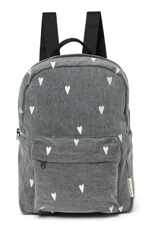 Studio Noos Studio Noos | Denim midi backpack | Grey hearts