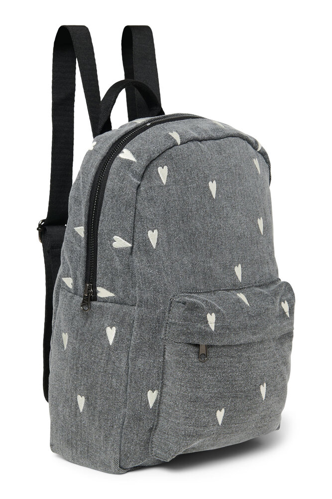 Studio Noos Studio Noos | Denim midi backpack | Grey hearts