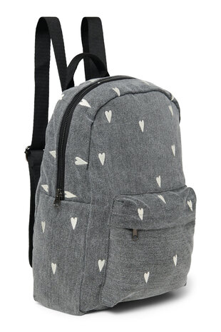 Studio Noos Studio Noos | Denim midi backpack | Grey hearts