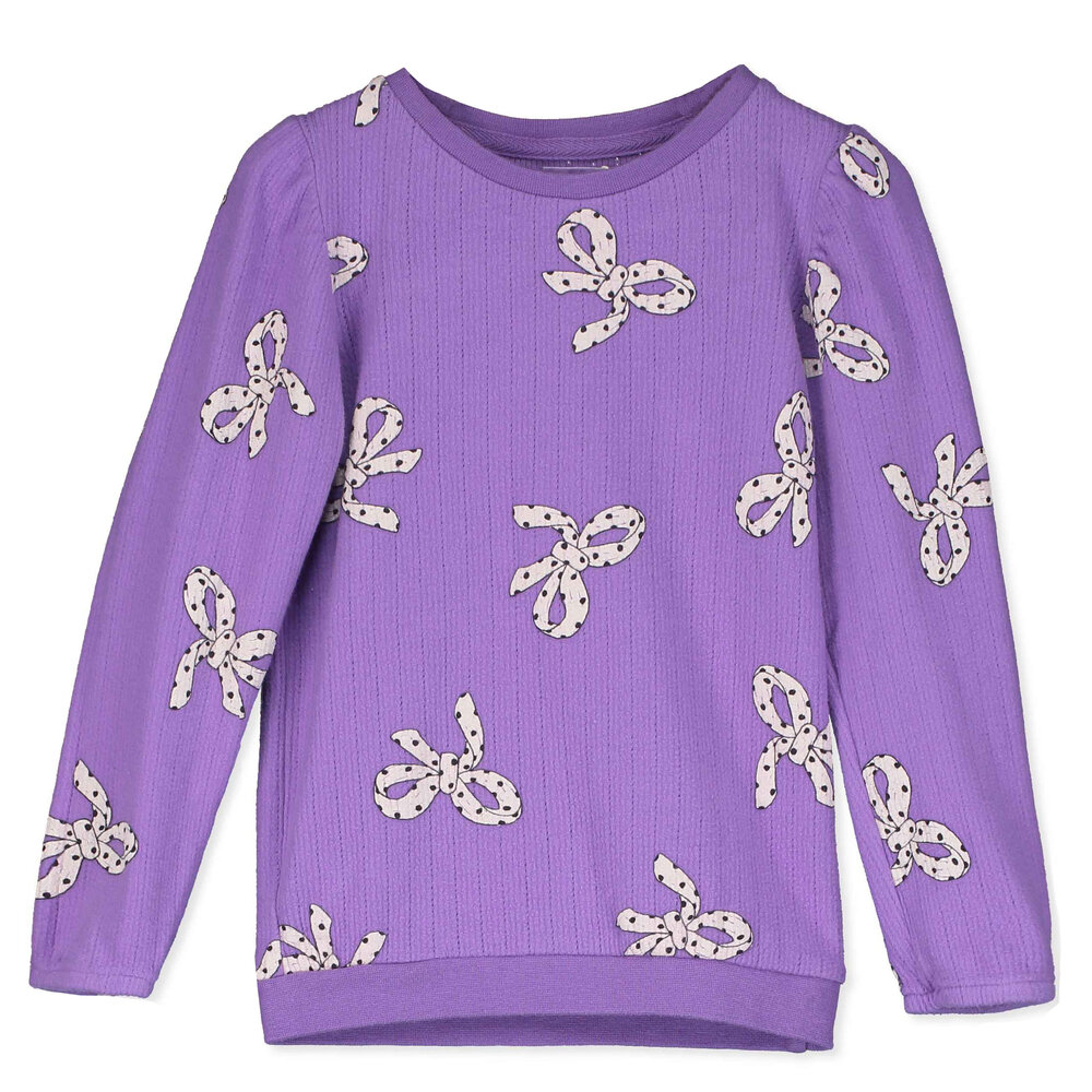 Lötiekids Lötiekids | Textured Tshirt | Bows All Over | Lilac