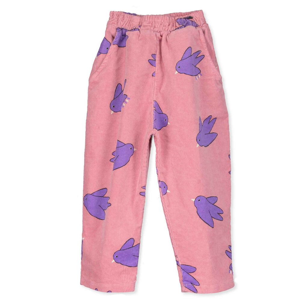 Lötiekids Lötiekids | Wide Corduroy Pants | Birds All Over | Rose