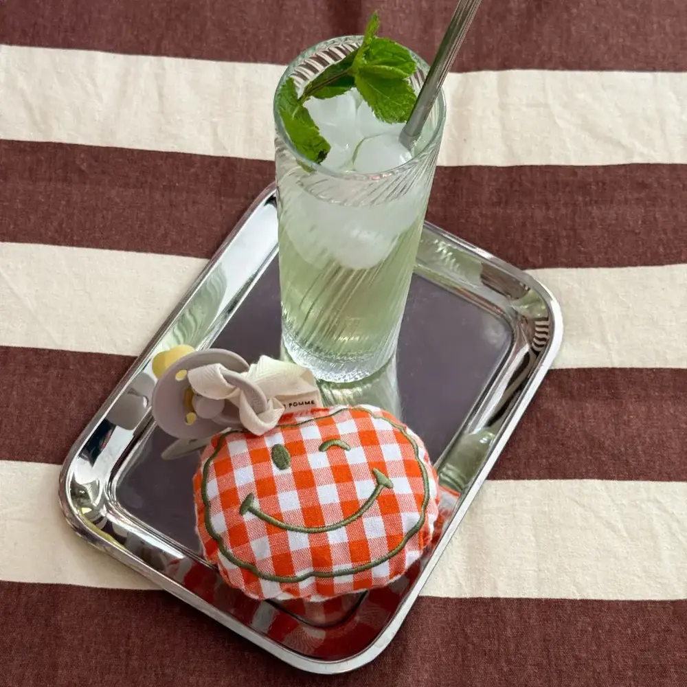 Atelier Pomme Atelier Pomme | Pacifier Cloth | Pomme | Checked Oopsie Orange